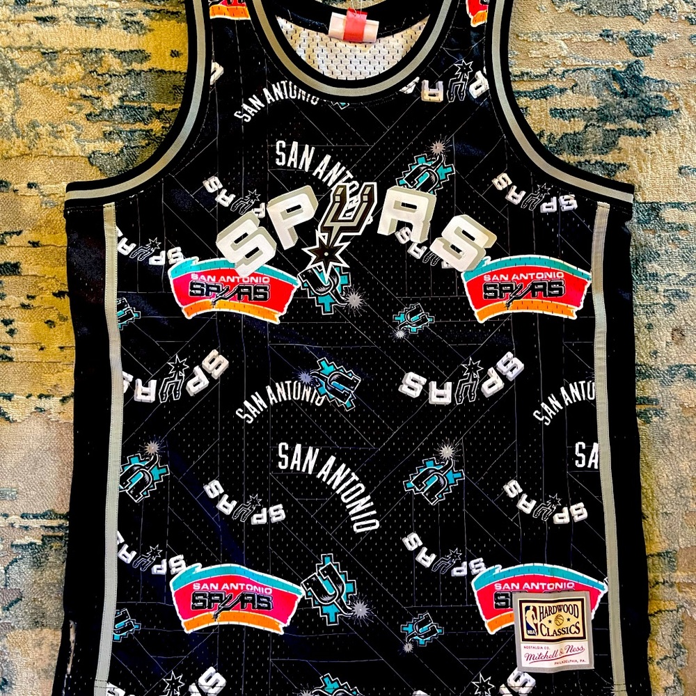NBA Spurs 21 Dominique Wilkins Black Mitchell&Ness Big Face Men Jersey